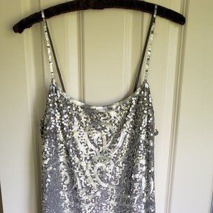 Sparkly BCBG silver sequined mini dress!